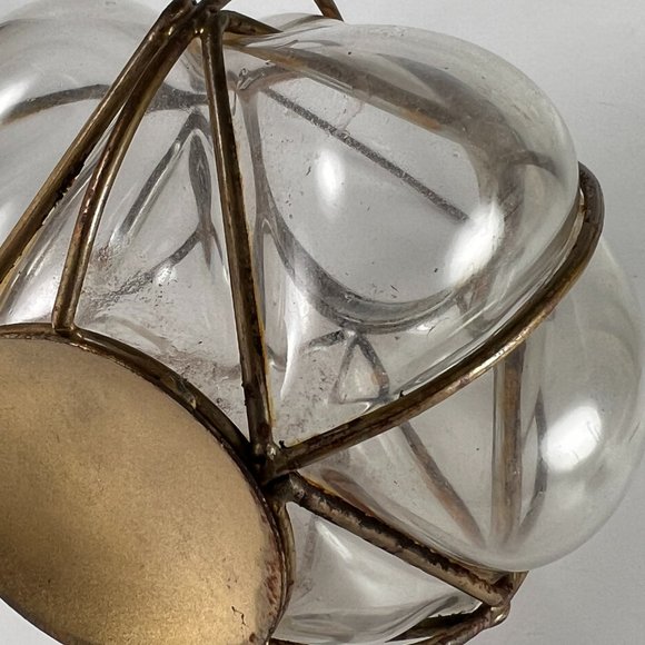 Vintage Handblown Round Wire Caged Glass Tea Light Candle Holder - Picture 8 of 16